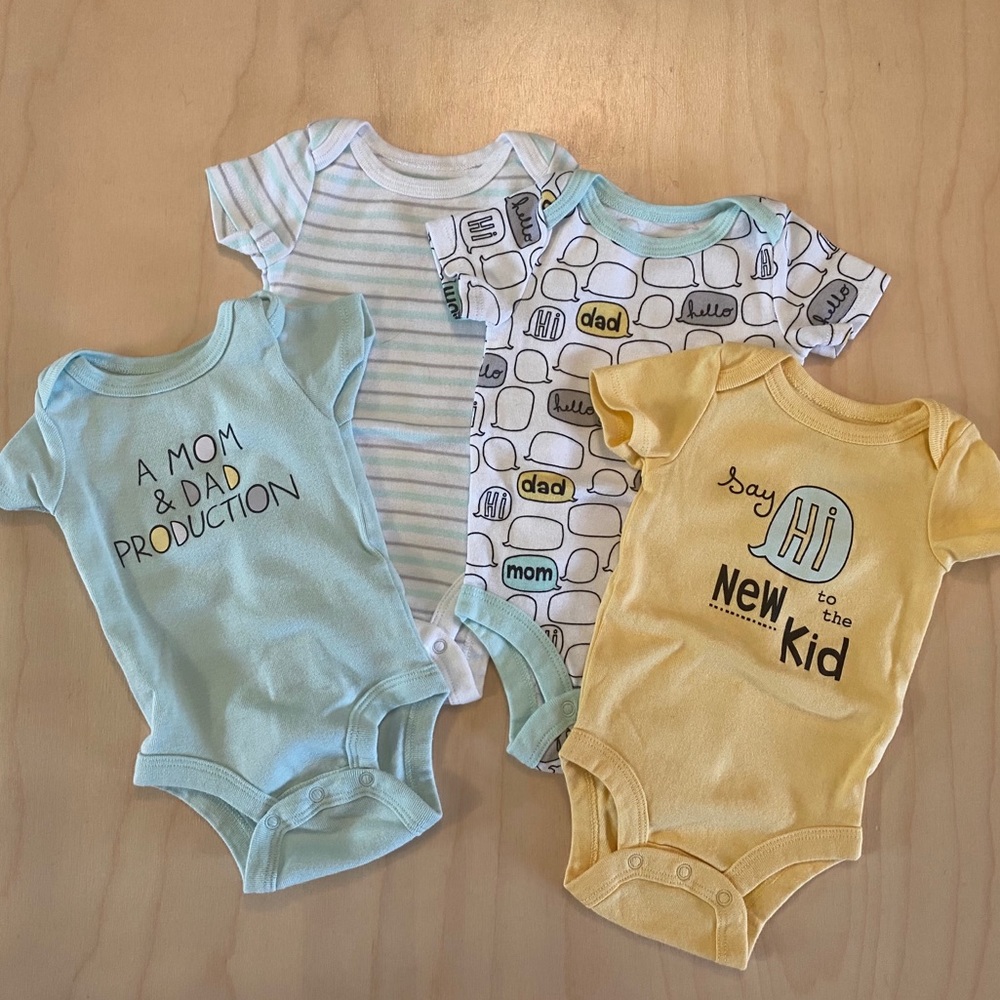 Koala Baby 0-3 Months Mint Green Onesie Set of 4